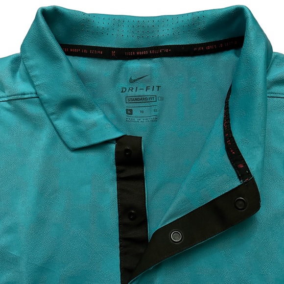Nike Polo Shirt Mens Size XL Tiger Woods Collection ADV Golf Snap Button Green - Picture 4 of 7